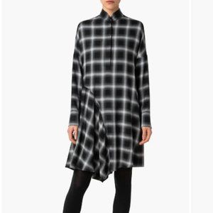 NWT Akris Punto Shadow Tartan Check Dress long sleeve black white plaid